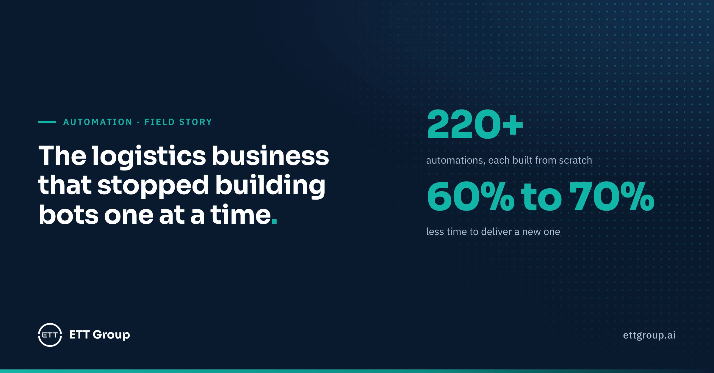 Field story: the logistics business that stopped building bots one at a time